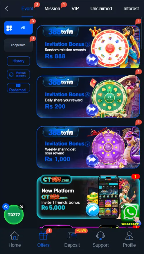 388WIN Bonuses